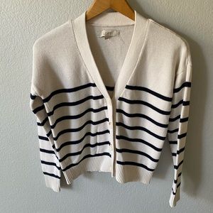 Loft XS Cotton Striped Cardigan
